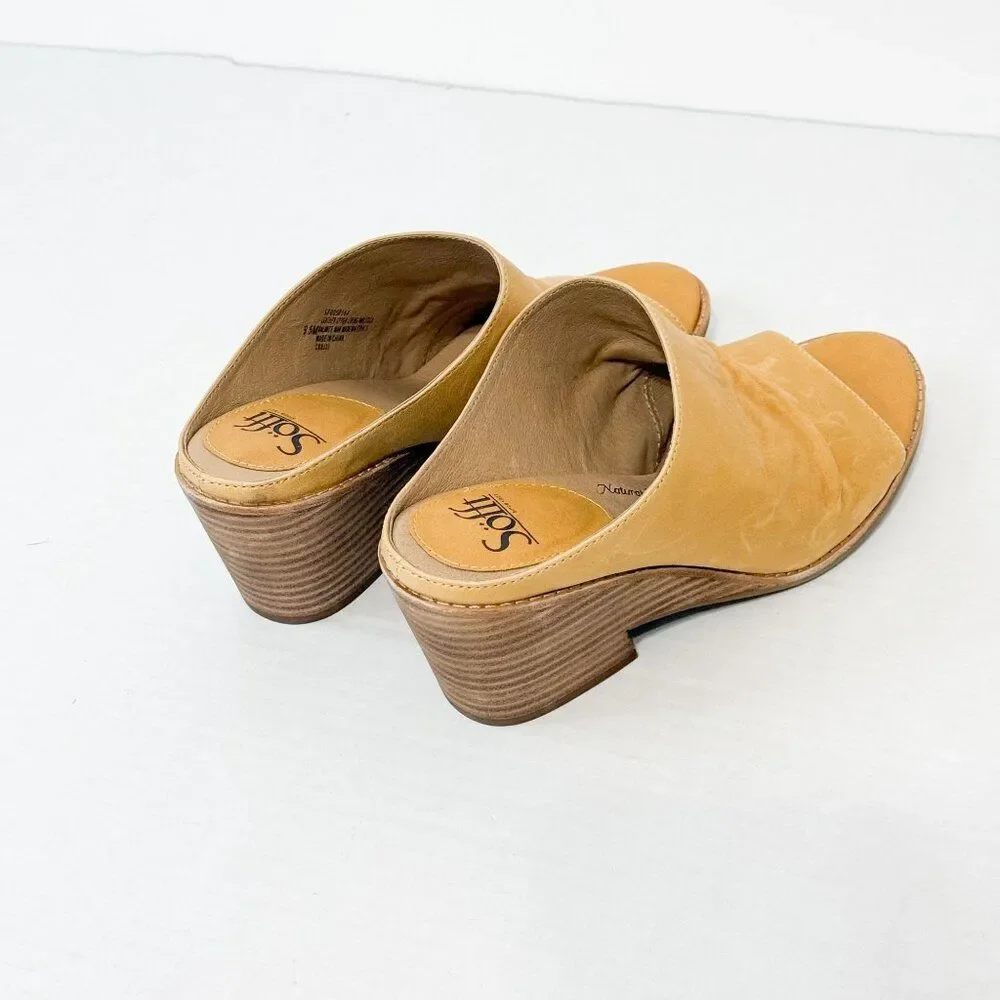 Sofft Strathmore NWB Sz 10 Soleil Yellow Luxe Italian Ruched Slide Wedge Shoes